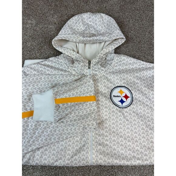 Tops - NFL Authentic Sideline‎ XL Steelers Full Zip Fleece Hoodie All over print-Rare